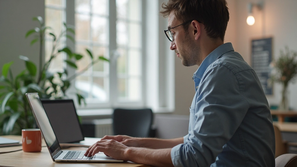 Persoon kijkt naar laptop scherm met gedeelde documenten