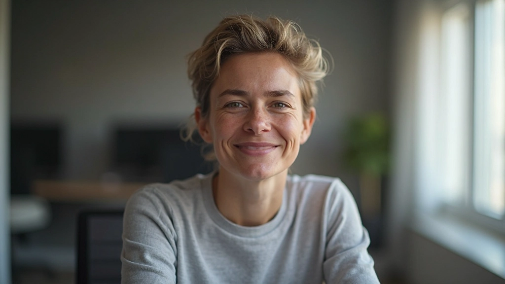 Persoon in video call met optimale camera-instellingen en professionele achtergrond